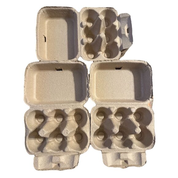 32 New Egg Cartons Six Eggs Half Dozen Brown Stackable - Picture 1 of 3